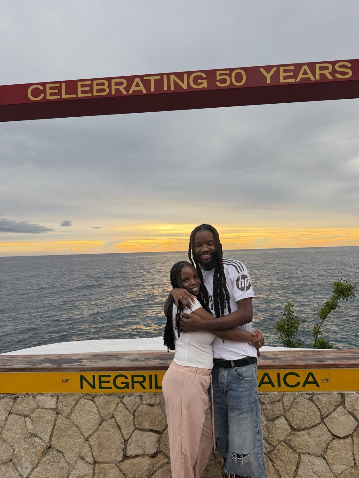 A first meeting with an unforgettable backdrop: Negril, Jamaica, during our 2026 anniversary trip.