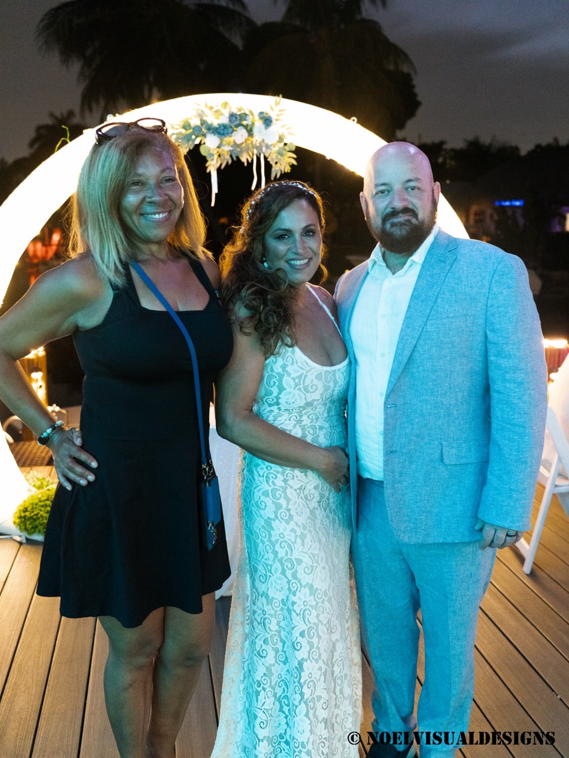 Wedding memories beneath the evening lights